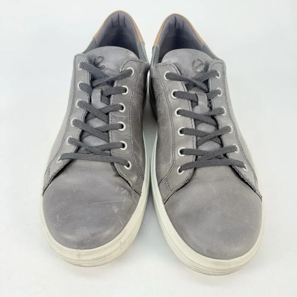 Ecco Soft Classic 85766451488 Men EUR 45 Gray Leather Lace-Up Athletic Sneaker